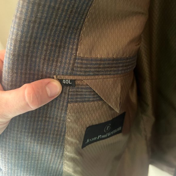 Jean-Paul Germain brown and blue plaid blazer 40L - Picture 3 of 3